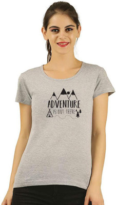 dreamkarts Printed Women Round Neck Grey T-Shirt