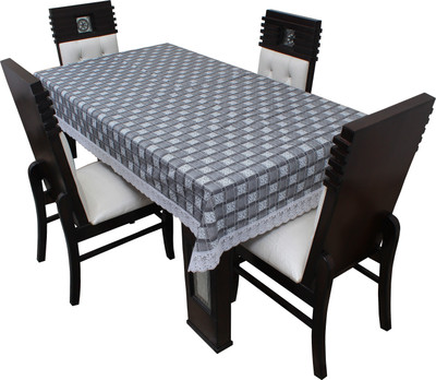 LITHARA Abstract 4 Seater Table Cover(Grey, White, Polyester)