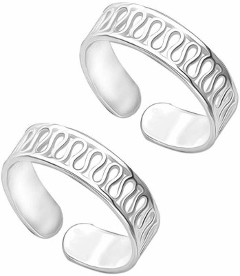 Silver Style Women's Sterling Silver Jewellery Cutwork Toe-Ring Silver Toe Anklet(Pack of 2)