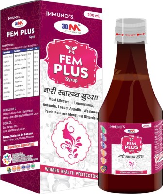 30M Ayurvedic White Discharge Medicine Tonic Syrup for Women Health - Uterine Tonic - Periods Pain Relief - FEM PLUS (1 x 200ml) - Leucorrhoea, Anaemia, Loss of Appetite, Weakness, Pelvic Pain and Menstrual Disorder (Pack of 1)