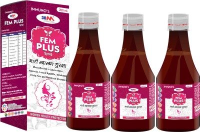 30M Ayurvedic White Discharge Medicine Tonic Syrup for Women Health - Uterine Tonic - Periods Pain Relief - FEM PLUS (3 x 200ml) - Leucorrhoea, Anaemia, Loss of Appetite, Weakness, Pelvic Pain and Menstrual Disorder (Pack of 3)(Pack of 3)