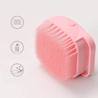 sneh sales Shower Sponge,Silicone Soft Bath Brush with Shampoo Dispenser Body Scrubber Reusable Loofah Gentle Scrub Massage Skin Exfoliation for Children Men Women