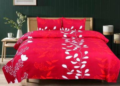 OSM 170 TC Polycotton Double Printed Flat Bedsheet(Pack of 1, Red)