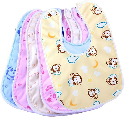 Wrapo Waterproof and Quick Dry Baby Bibs Pack of 5(Multicolor)