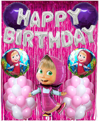 Anayatech MASHA AND THE BEAR HAPPY BIRTHDAY DECORATION KIT COMBO ITEMS BALLOONS COMBO FOR GIRLS HAPPY BIRTHDAY LETTER FOIL, FOIL CURTAINS, MASHA AND THE BEAR THEME FOIL BALLONS 5 PC SET AND METALLIC LATEX BALLOON-pack of 40(Set of 40) Anayatech MASHA AND THE BEAR HAPPY BIRTHDAY DECORATION KIT COMBO ITEMS BALLOONS COMBO FOR GIRLS HAPPY BIRTHDAY LETTER FOIL, FOIL CURTAINS, MASHA AND THE BEAR THEME FOIL BALLONS 5 PC SET AND METALLIC LATEX BALLOON-pack of 40(Set of 40)