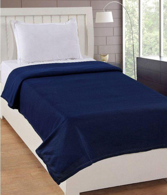 Goyal's Solid Single Fleece Blanket for  AC Room(Polyester, Blue)