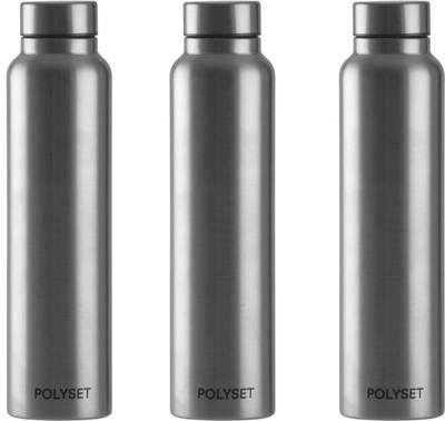POLYSET by Polyset Plastics Private Limited - India Livo Screw-lid 1000ml, Single Wall Steel Bottle, Silver, Pack of 3 1000 ml Bottle  (Pack of 3, Silver, Steel)