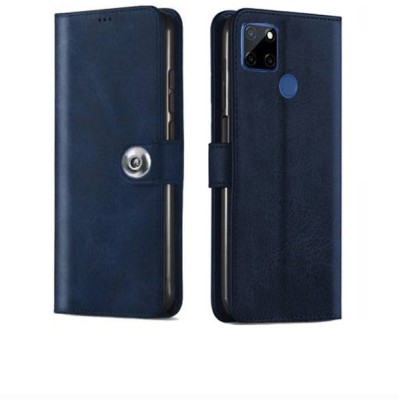 MG Star Flip Cover for Oppo A15s PU Leather Button Case Cover with Card Holder and Magnetic Stand(Blue, Pack of: 1)