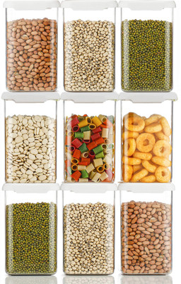 kitchkart Plastic Grocery Container  - 1200 ml(Pack of 9, Clear)