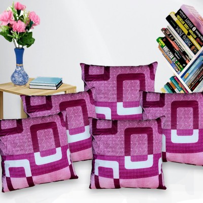 KANUSHI Geometric Cushions Cover(Pack of 5, 41 cm*41 cm, Pink, White)