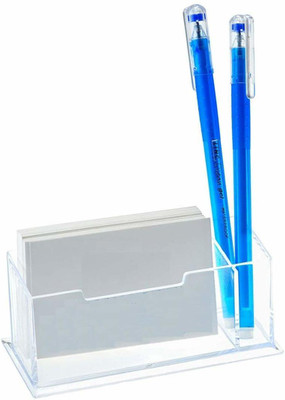 BLAPOXE 2 Compartments Acrylic Visiting Card Holder,Pen Holder(Multicolor)