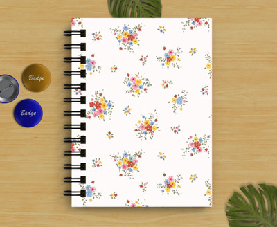 DI-KRAFT flowers Printed Regular Notebook A5 Diary Unruled 160 Pages(White)