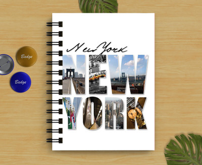 DI-KRAFT New York Printed Regular Notebook A5 Diary Unruled 160 Pages(White)