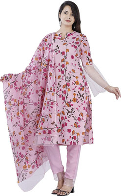 Pakija gold print Women Kurta Pant Dupatta Set