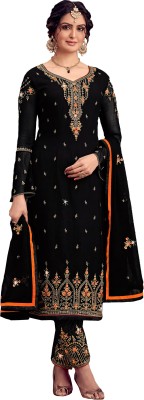 UNITED LIBERTY Georgette Embroidered, Self Design Salwar Suit Material