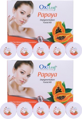 Oxileaf Papaya De-Pigmentation Facial Kit (Set Of 2)(10 x 36 ml)