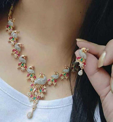 Pihoo Enterprise Alloy Gold-plated Multicolor Jewellery Set(Pack of 1)