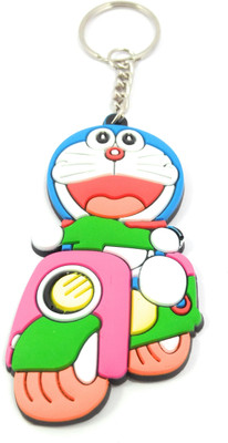 Key Era Doremon Riding Scooter Bike Cartoon Single Side Keyring Key Chain