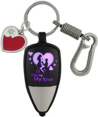 SHOKY LOOKS You Are My Love Heart Feeling couple feeling multicolor Push Button ligh handy looking hook with Shandar White and REd Heart Love Key Chain
