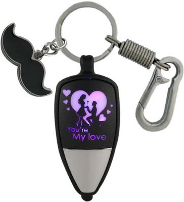HANDSOME ISK Multicolor Design You Are My Love Couple Purpose and Showing Love in Picture with Shandaar Mustache Design and Light Reflection with Push Button also quite amazing High Quality Locking Black Stripe Lock Key Chain