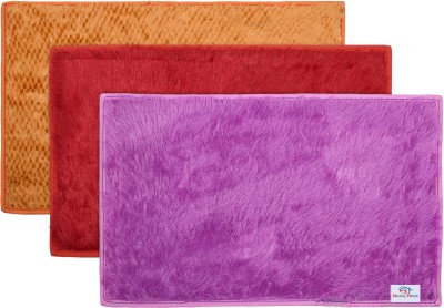 Heart Home Microfiber Door Mat(Gold & Red & Purple, Free, Pack of 3)