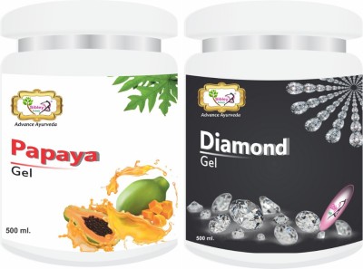 Sibley Beauty Papaya Fruit Moisturizer Massage Gel for Face (1 x 500 gm.) - Diamond Facial Massage Gel for Face (1 x 500 gm.) - Pack of 2 - for blemishes, pigmentation, whitening, oily dry normal combination skin, men women girls boys - Salon Pack Products(1 kg)