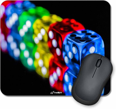 FirseBUY Colorful Casino Dice Printed Non-Slip Skid Resistant Surface Rubber Mouse Pad - (Multicolor) Non Slip Base Mousepad(Multicolor)