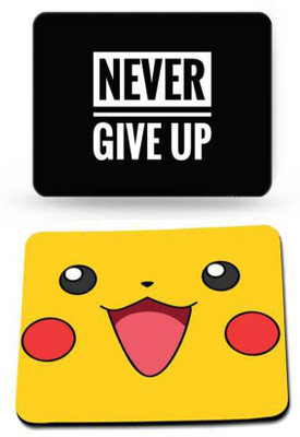 SMULY MOUSEPAD COMBO PACK OF 2 (PIKACHU AND NEVER GIVE UP Mousepad(Multi 1)