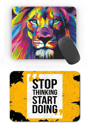 SMULY MOUSEPAD COMBO PACK OF 2 (COLOURFULL LION AND STOP THINKING) Mousepad(Multi 1)