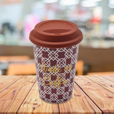 Kookee Mug with Silicone Lid Ceramic Coffee Mug(275 ml)