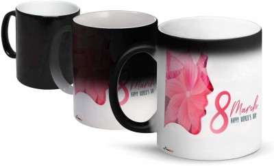 FirseBUY Happy Women’s Day Printed Ceramic Magic Coffee / Tea Cup 11 Ounce (White) 1 PC - ADN21 Ceramic Coffee Mug(325 ml)