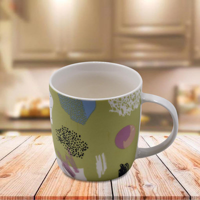 Kookee Ceramic Coffee or Tea with handle for Office, Home or Gifting - 325ml (R4901-D) Ceramic Coffee Mug(325 ml)