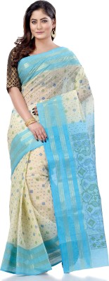 Desh Bidesh Self Design Handloom Handloom Pure Cotton Saree(Light Blue)