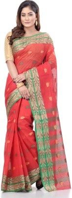 Desh Bidesh Woven Handloom Handloom Pure Cotton Saree(Red)