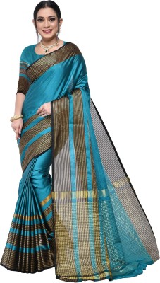 Ruhabs Woven Handloom Cotton Silk Saree(Black)