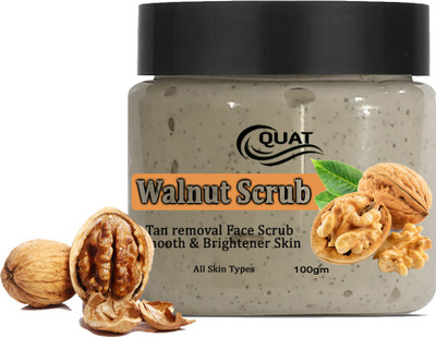 QUAT Walnut Face Scrub, Tan Removal Face Scrub, Smooth & Brightener Scrub(100 g)