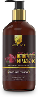 Makellos Strengthful & Revitalizing Onion Shampoo Treats Hair Fall Enriched with 5 Natural Extract & Vitamin-E |Protect your Hair Growth,Keeps Scalp Strong, Silky & Dandruff Free(Natural-300ml)(300 ml)