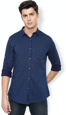 VAN HEUSEN Men Printed Casual Dark Blue Shirt