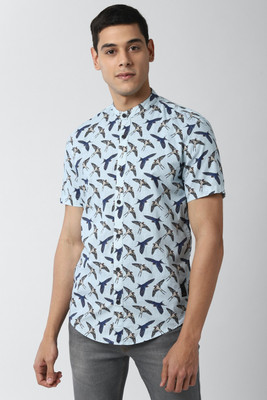 PETER ENGLAND Men Printed Casual Blue Shirt