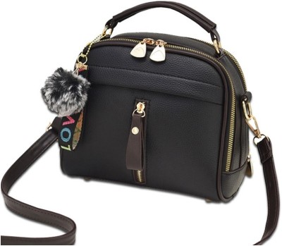 Frackson Black Sling Bag Hand bags for Women Fashion Ladies Faux Leather Top Handle Satchel