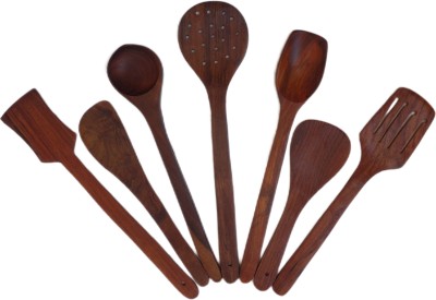 WOODENTREASURE Wooden Serving Spoon Set(Pack of 7)