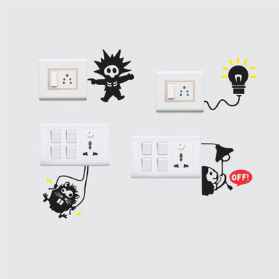 StickerYard 25 cm Funny Design Self Adhesive Sticker(Pack of 4)