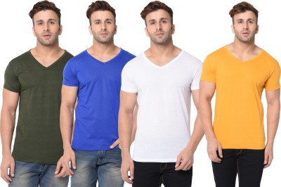 Unite Wear Solid Men V Neck Multicolor T-Shirt