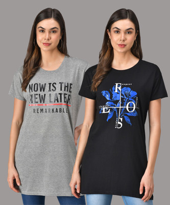 Christy World Typography Women Round Neck Multicolor T-Shirt