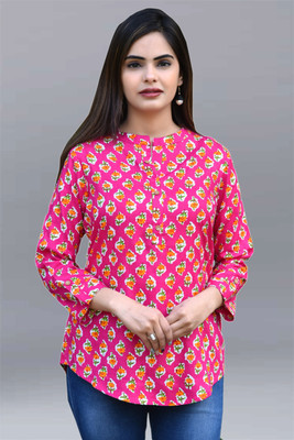 FANCIFY Casual 3/4 Sleeve Printed Women Multicolor Top