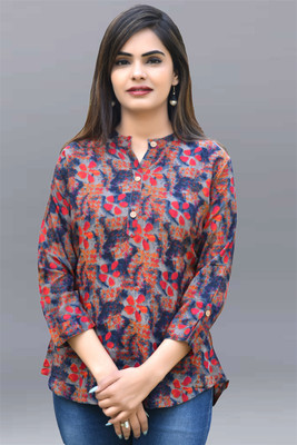 FANCIFY Casual 3/4 Sleeve Printed Women Multicolor Top