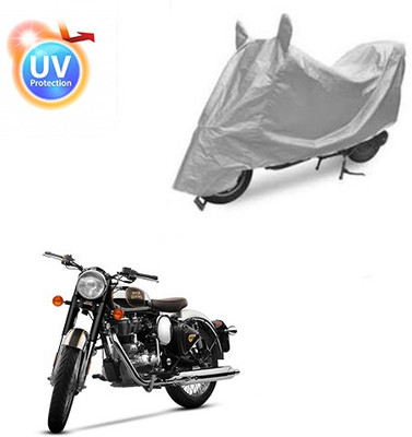 Atulit enterprises Two Wheeler Cover for Royal Enfield(Classic Chrome, Silver)