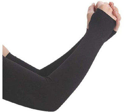 MUNTUN Cotton Arm Sleeve For Men & Women(Free, Black)