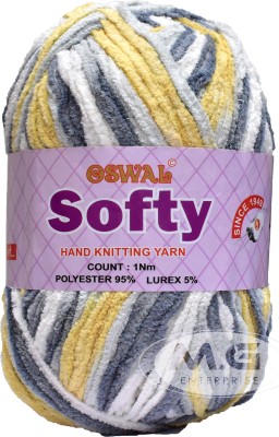 KNIT KING Knitting Yarn Thick Chunky Wool, Softy Yellow Grey WL 600 gm Best Used with Knitting Needles, Crochet Needles Wool Yarn for Knitting