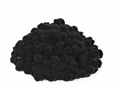 Vardhman Pom Pom Big Wool Balls : Color Black: Pack of 50, 42 mm (4 cm) dai, Used for Art & Craft, Dresses, Room Decoration, Jewellery Making etc